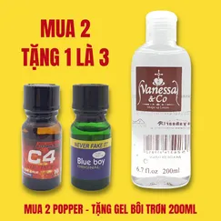 MUA 2 TẶNG 1 LÀ 3: COMBO 2 POPPER 10ML + 1 GEL BÔI TRƠN 200ML