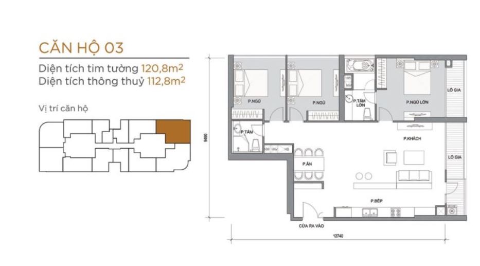 layout căn hộ 3 phòng ngủ A42403 layout căn hộ 3 phòng ngủ A42403