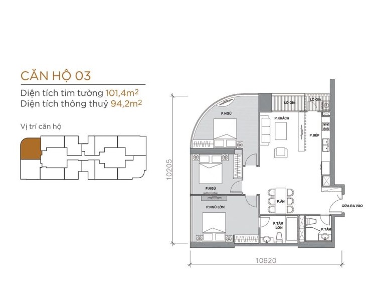 Layout căn hộ 2 phòng ngủ vòng cung view Lanmark 81 Layout căn hộ 2 phòng ngủ vòng cung view Lanmark 81