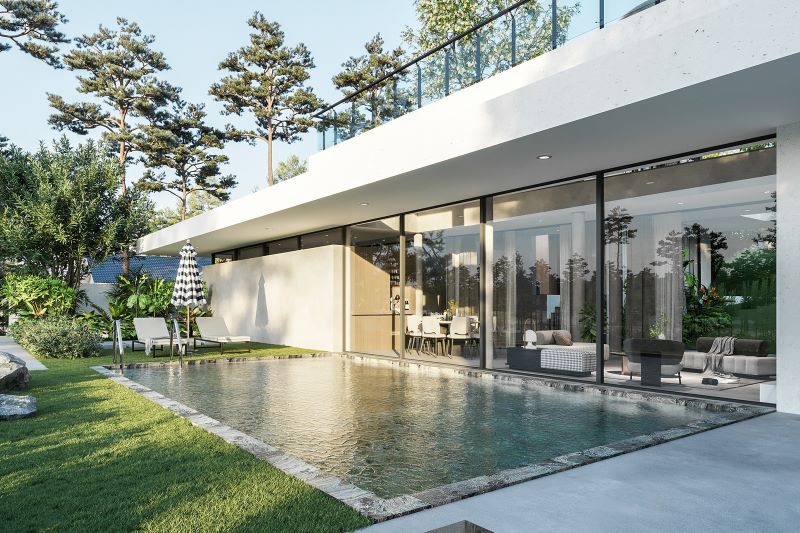 Biệt thự tại Quận 2 với thiết kế hiện đại, sân vườn rộng và hồ bơi riêng Biệt thự tại Quận 2 với thiết kế hiện đại, sân vườn rộng và hồ bơi riêng