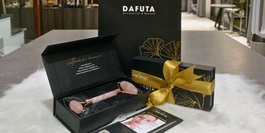 Thanh lăn massage chính hãng Dafuta đá thạch anh hồng