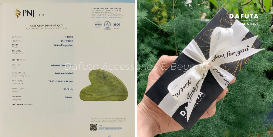 Giấy kiểm định PNJ Guasha Massage Chính Hãng Dafuta Serpentine tự nhiên