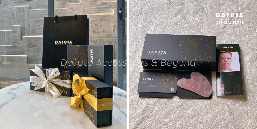 Gua sha massage chính hãng đá thạch anh hồng Full box Dafuta