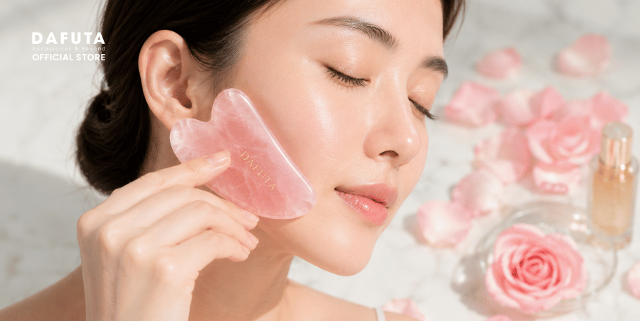 gua sha massage đá thạch anh tự nhiên Dafuta