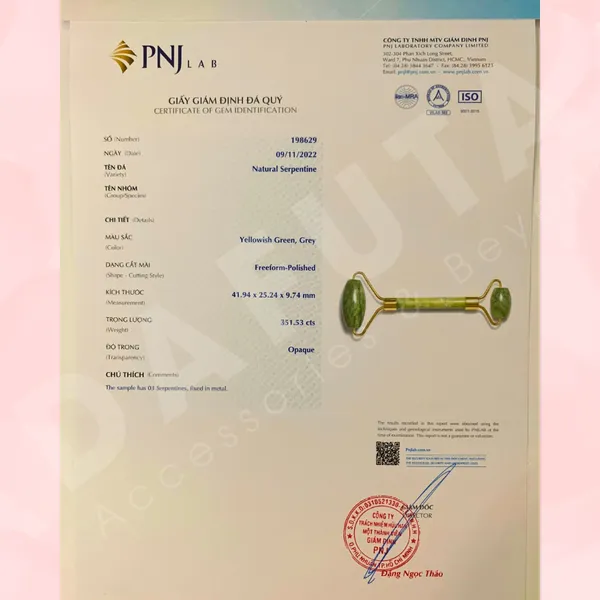Thanh Lăn Massage Serpentine Tự Nhiên Đạt Chuẩn PNJ Lab
