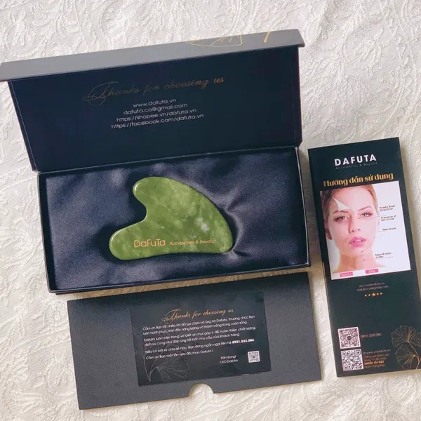 [Không Hộp] Đá Guasha Massage chính hãng Dafuta chất liệu đá Serpentine Tự Nhiên Đạt PNJ Lab