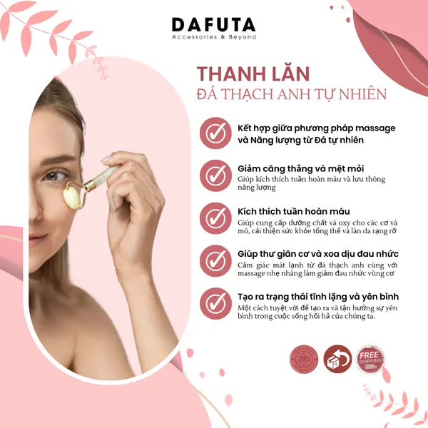 Thanh Lăn Massage Thạch Anh Trắng Tự Nhiên Đạt Chuẩn PNJ Lab