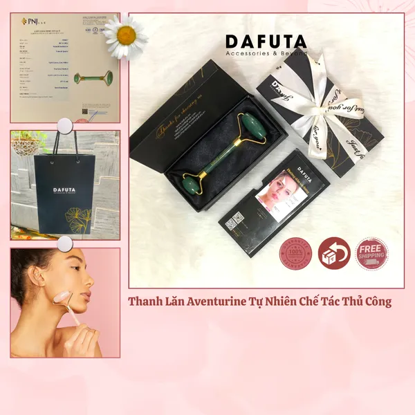 Thanh lăn massage Aventurine tự nhiên đạt chuẩn PNJ Lab