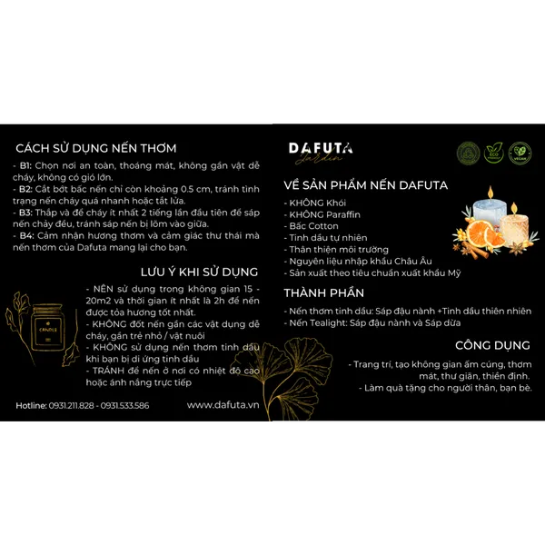 Nến thơm đá năng lượng tự nhiên Dafuta