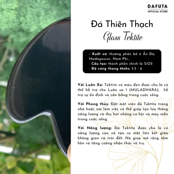 Đá Guasha Massage Tektite Tự Nhiên Dafuta đạt chuẩn PNJ Lab