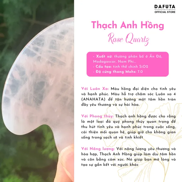 Đá Guasha Massage Thạch Anh Hồng Tự Nhiên Đạt Chuẩn PNJ Lab