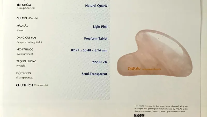 Guasha massage thạch anh hồng: An toàn với kiểm định chất lượng từ PNJ LAB