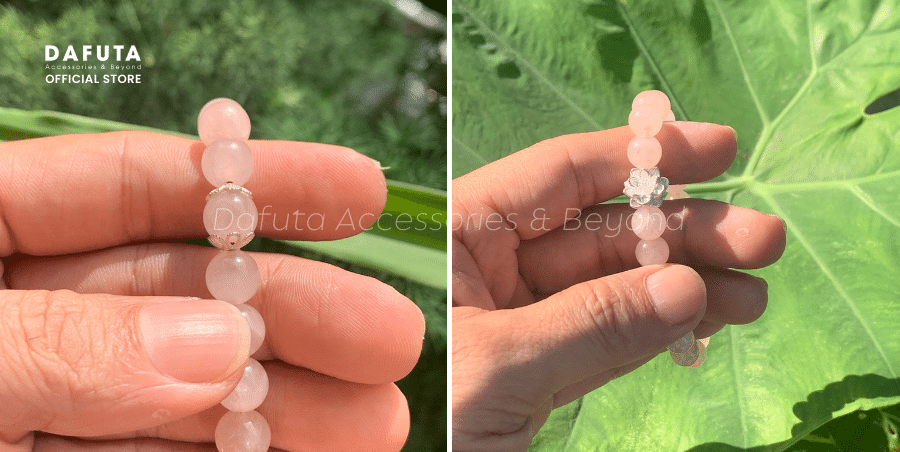 Vòng tay đá Thạch Anh Hồng cao cấp chất liệu tự nhiên