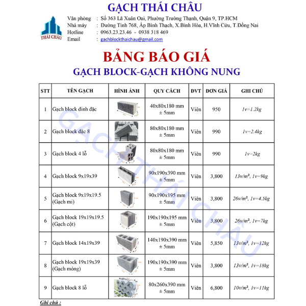 BÁO GIÁ GẠCH