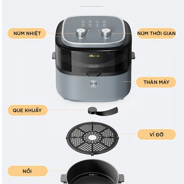 Nồi chiên không dầu 6.5L Bear QZG-E14G5