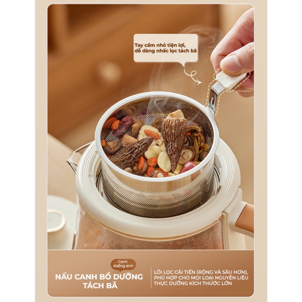 Ấm đun pha trà 1.5L siêu tốc Bear HLP-H156FJ - Công suất 800W, Giữ nhiệt, Kèm Lõi Lọc,Bảo Hành 18 Tháng