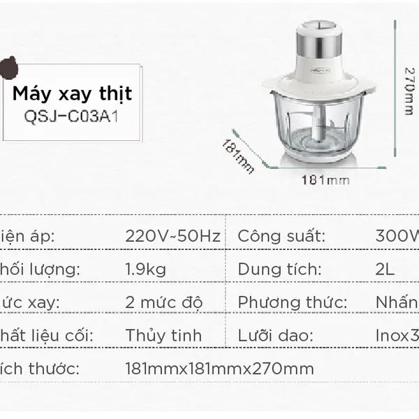 Máy xay thịt 2L Bear QSJ-C03A1