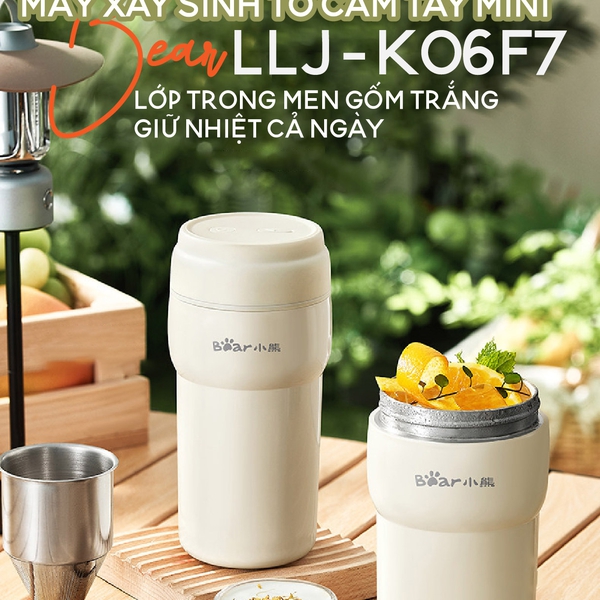 Máy Xay Sinh Tố 10 Lưỡi Tích Điện BEAR BL-5H06G(LLJ-K06F7), 0.3L, 50W, Xay Trái Cây, Đá Viên Nhỏ, BH 18 tháng
