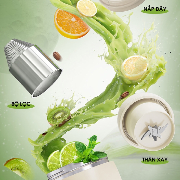 Máy Xay Sinh Tố 10 Lưỡi Tích Điện BEAR BL-5H06G(LLJ-K06F7), 0.3L, 50W, Xay Trái Cây, Đá Viên Nhỏ, BH 18 tháng