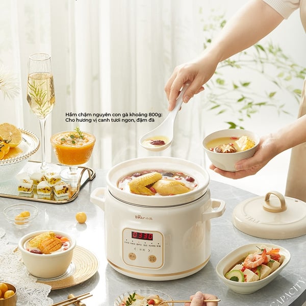 Nồi Nấu Chậm Dung Tích 2L Bear SC-4H20Q (DDG-E20M1), Đa Năng Hầm Ninh, Chưng Yến, Kho, Có Giữ Ấm, BH 18 Tháng