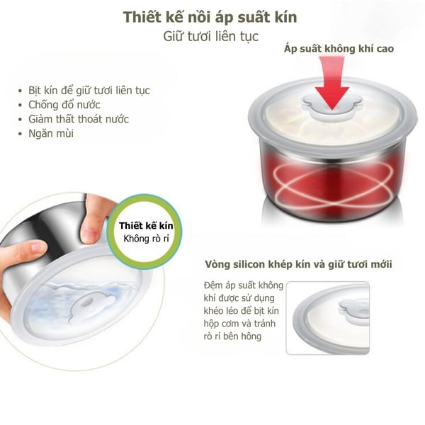 Hộp Đựng Cơm Văn Phòng 2L BEAR RSB-H206AD, Cắm Điện Nấu/Hấp/Hâm Nóng Thức Ăn, Bảo Hành 18 tháng