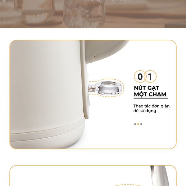 Ấm siêu tốc 1.5L Bear EKT-H156EH (ZDH-Q15U8), 1500W, Đun Nước Nhanh, Lõi Inox304, Tự Ngắt, Bảo Hành 18 Tháng