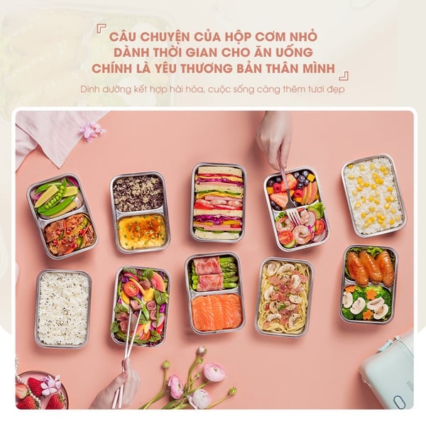 Hộp cơm điện cầm tay Bear RSB-H126PT (DFH-B12E1), 270W, hâm/nấu văn phòng, khay inox304, BH 18 tháng