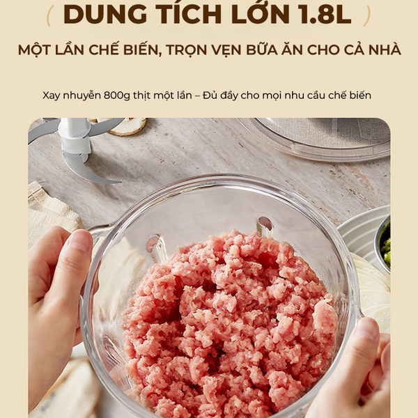 Máy Xay Thịt, Cá, Thực Phẩm, Tỏi Ớt Đa Năng 1.8L Bear FCH-H036CF- Công Suất 300W- Bảo Hành 18 tháng