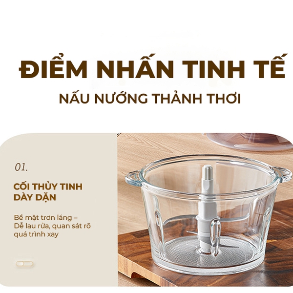 Máy Xay Thịt, Cá, Thực Phẩm, Tỏi Ớt Đa Năng 1.8L Bear FCH-H036CF- Công Suất 300W- Bảo Hành 18 tháng