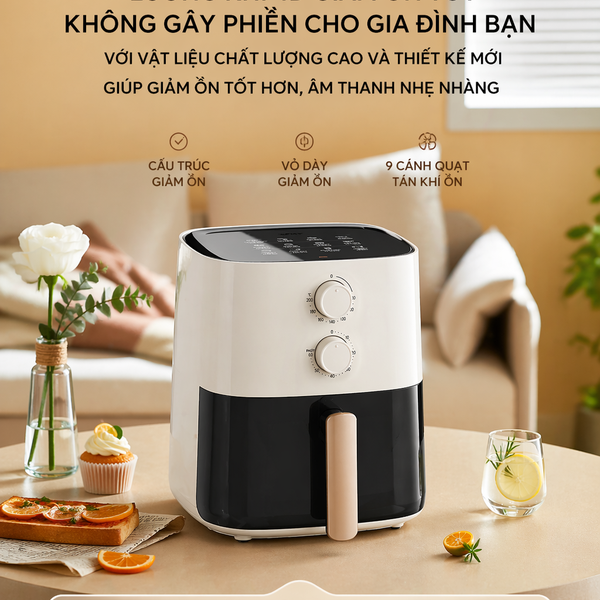 Nồi chiên không dầu Bear AF-4H15K(QZG-J15M1), Dung tích 5L, Hẹn giờ, Tháo rời dễ vệ sinh, Bảo Hành 18 Tháng