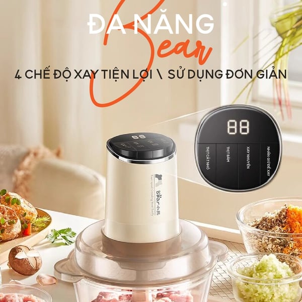 Máy xay thịt 2L đa năng Bear CH-5H03LMáy xay thịt 2L đa năng Bear CH-5H03L, 300W, Cối thủy tinh xay tỏi ớt rau củ,BH 18 Tháng