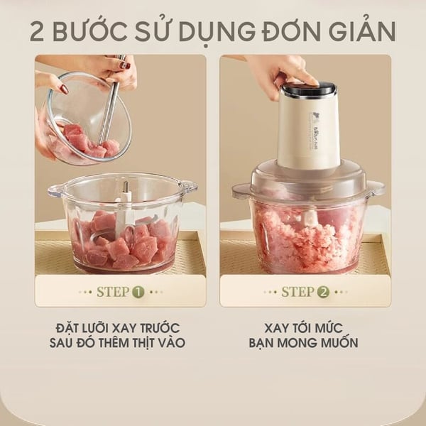 Máy xay thịt 2L đa năng Bear CH-5H03LMáy xay thịt 2L đa năng Bear CH-5H03L, 300W, Cối thủy tinh xay tỏi ớt rau củ,BH 18 Tháng