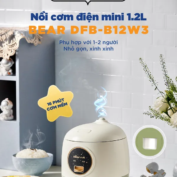 Nồi cơm điện mini Bear B12W3 1.2L