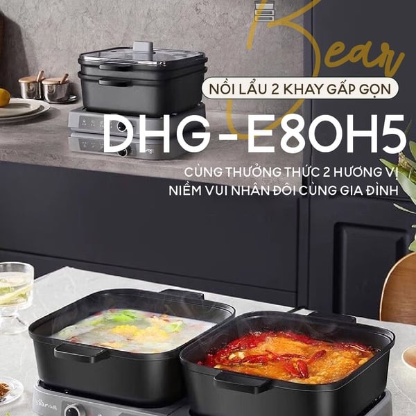 Nồi lẩu điện 2 ngăn Bear HP-5H80M47 - 8L