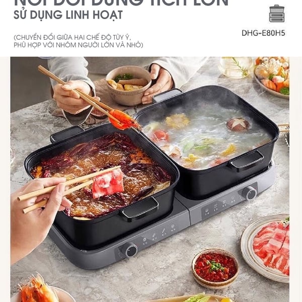 Nồi lẩu điện 2 ngăn Bear HP-5H80M47 - 8L