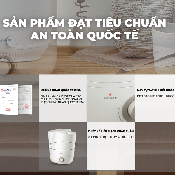 Máy phun sương tạo ẩm không khí Bear HUF-H456TX (JSQ-C45U1), dung tích 4.5L, công suất lớn,  không ồn, bảo hành 18 tháng
