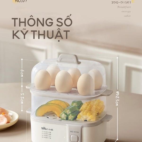 Nồi Hấp Điện Bear ZDQ-D12R3 - 0.3L