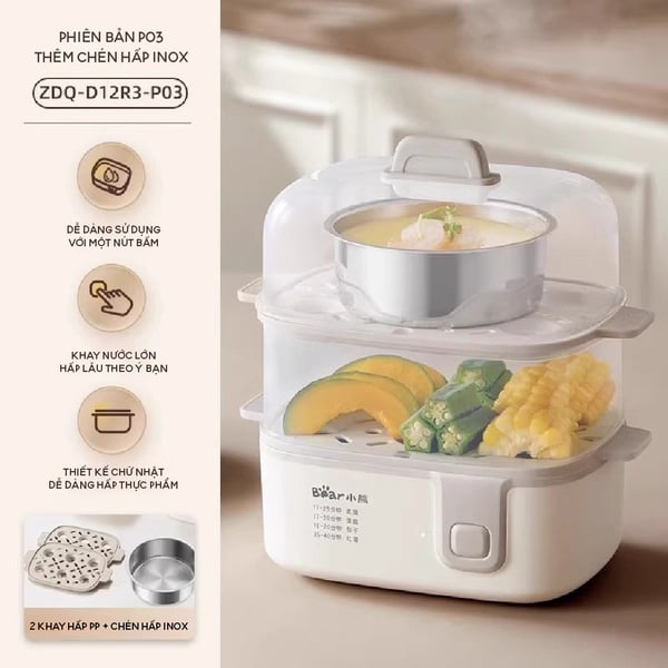 Nồi Hấp Điện Bear ZDQ-D12R3 - 0.3L