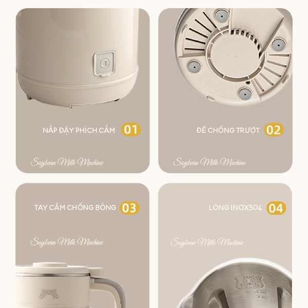 Máy làm sữa hạt 0.6L Bear SMM-055SV (DJJ-H05C1), 500W, 8 Lưỡi, Xay sinh tố, Sữa đậu nành, Hẹn Giờ, BH 18 Tháng