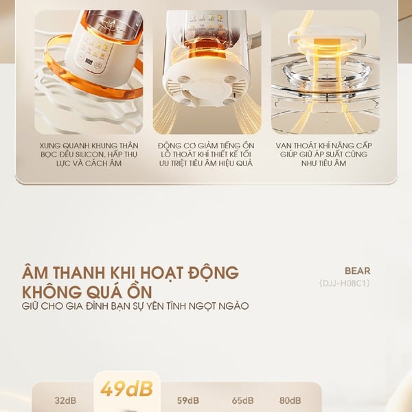 Máy làm sữa hạt 1L đa năng Bear SMM-HO86VZ, 800W, 12 Lưỡi dao, 8 Chế Độ Nấu, Hẹn giờ, BH 18 Tháng