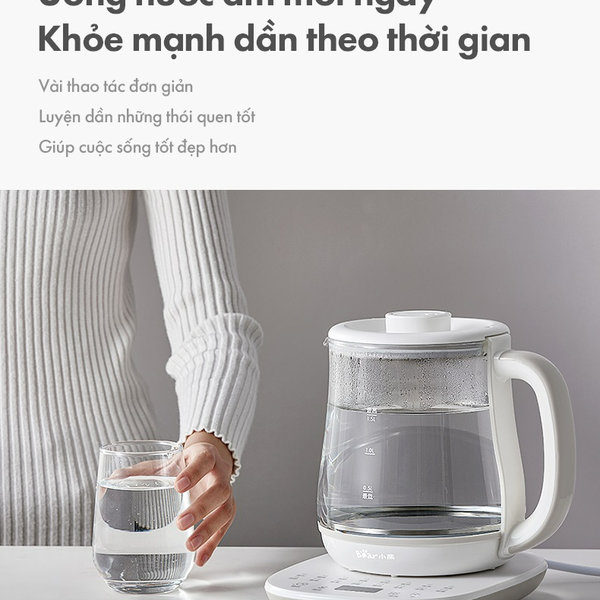 Máy Pha Trà Mini Bear HK-5H15N21, 800W, Đun Nước_Giữ Ấm Thông minh,Dung Tích 1.5L- Bảo Hành 18 Tháng