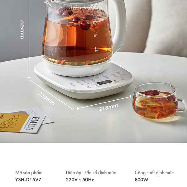 Máy Pha Trà Mini Bear HK-5H15N21, 800W, Đun Nước_Giữ Ấm Thông minh,Dung Tích 1.5L- Bảo Hành 18 Tháng