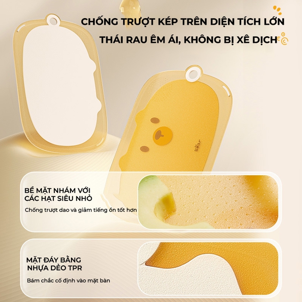 Thớt Nhựa Cao Cấp Bear CP-JP002, Viền TPR Chống Trượt Tốt, Chất Liệu Dày Dặn An Toàn, Dễ Vệ Sinh