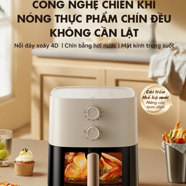 Nồi chiên không dầu Bear AF-4H15K(QZG-J15M1), Dung tích 5L, Hẹn giờ, Tháo rời dễ vệ sinh, Bảo Hành 18 Tháng