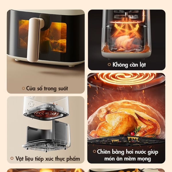 Nồi chiên không dầu Bear AF-4H15K(QZG-J15M1), Dung tích 5L, Hẹn giờ, Tháo rời dễ vệ sinh, Bảo Hành 18 Tháng