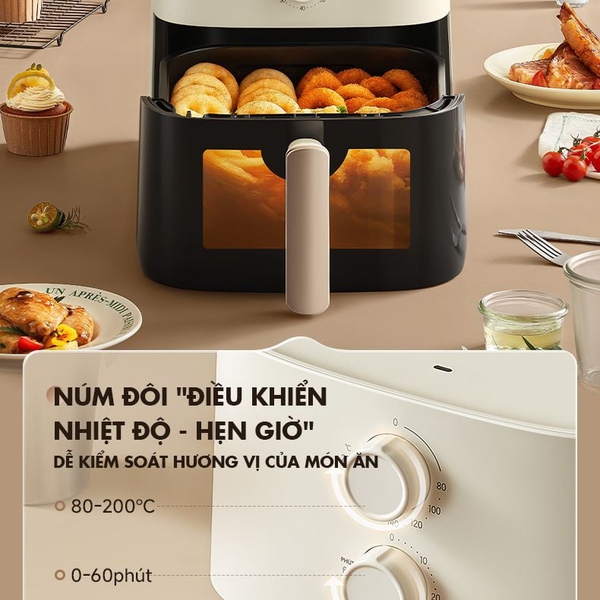 Nồi chiên không dầu Bear AF-4H15K(QZG-J15M1), Dung tích 5L, Hẹn giờ, Tháo rời dễ vệ sinh, Bảo Hành 18 Tháng