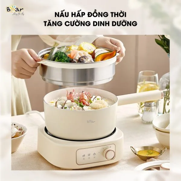 Bếp đa năng mini Bear DHG-D25D1 (Có khay hấp)