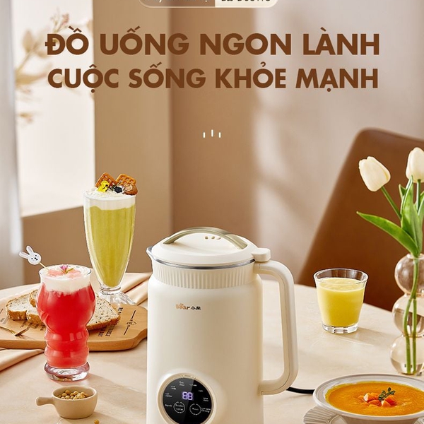 Máy làm sữa hạt 1L đa năng Bear SMM-4H06S, 800W, 8 Chế độ nấu,10 Lưỡi inox xay sinh tố