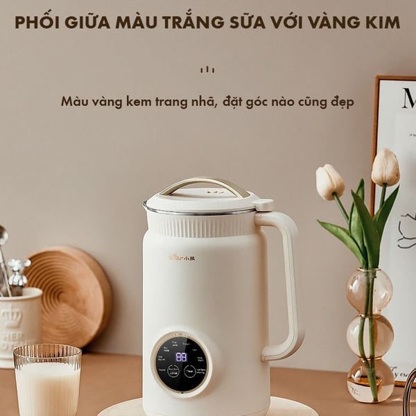 Máy làm sữa hạt 1L đa năng Bear SMM-4H06S, 800W, 8 Chế độ nấu,10 Lưỡi inox xay sinh tố
