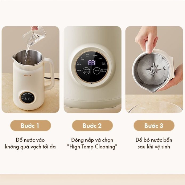 Máy làm sữa hạt 1L đa năng Bear SMM-4H06S, 800W, 8 Chế độ nấu,10 Lưỡi inox xay sinh tố